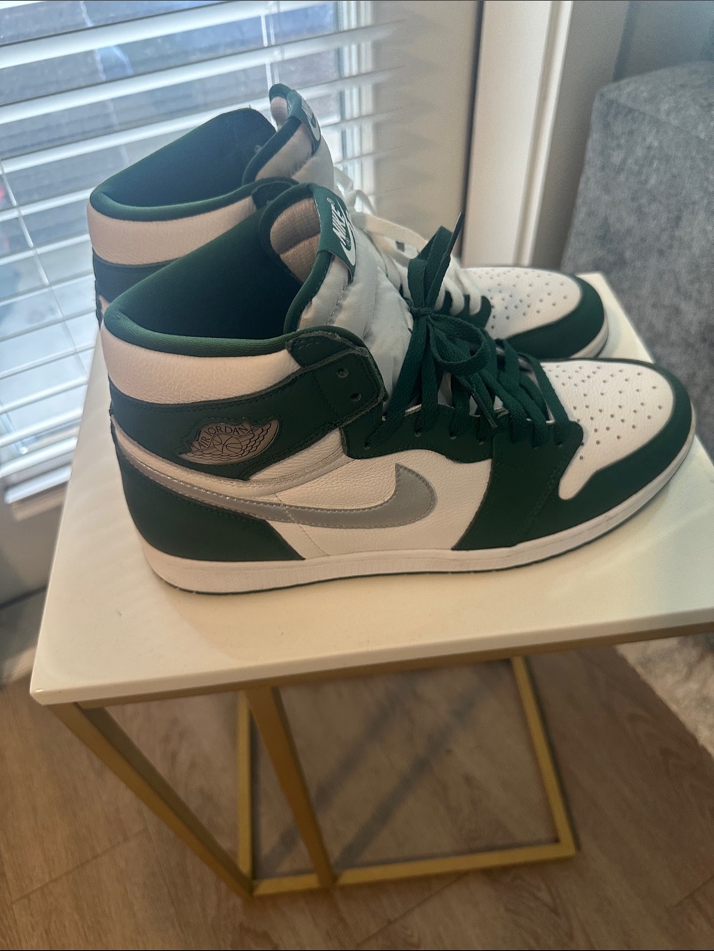 Nike Air Jordan 1 High - White, Forest Green & Silver